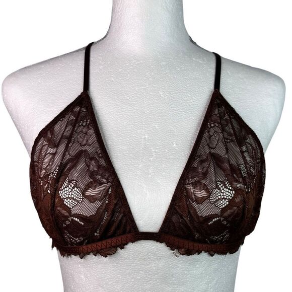 NWOT! Free People Intimately Free Everyday Lace Triangle Bra Burgundy Sz Medium - Picture 1 of 13